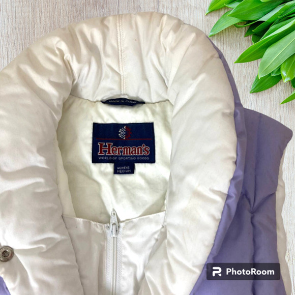 HERMANS Vintage 80's Lavender Purple Puffy Button Up Vest - Picture 3 of 9